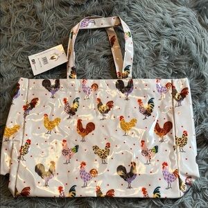 Colorful Rooster Print Tote Bag